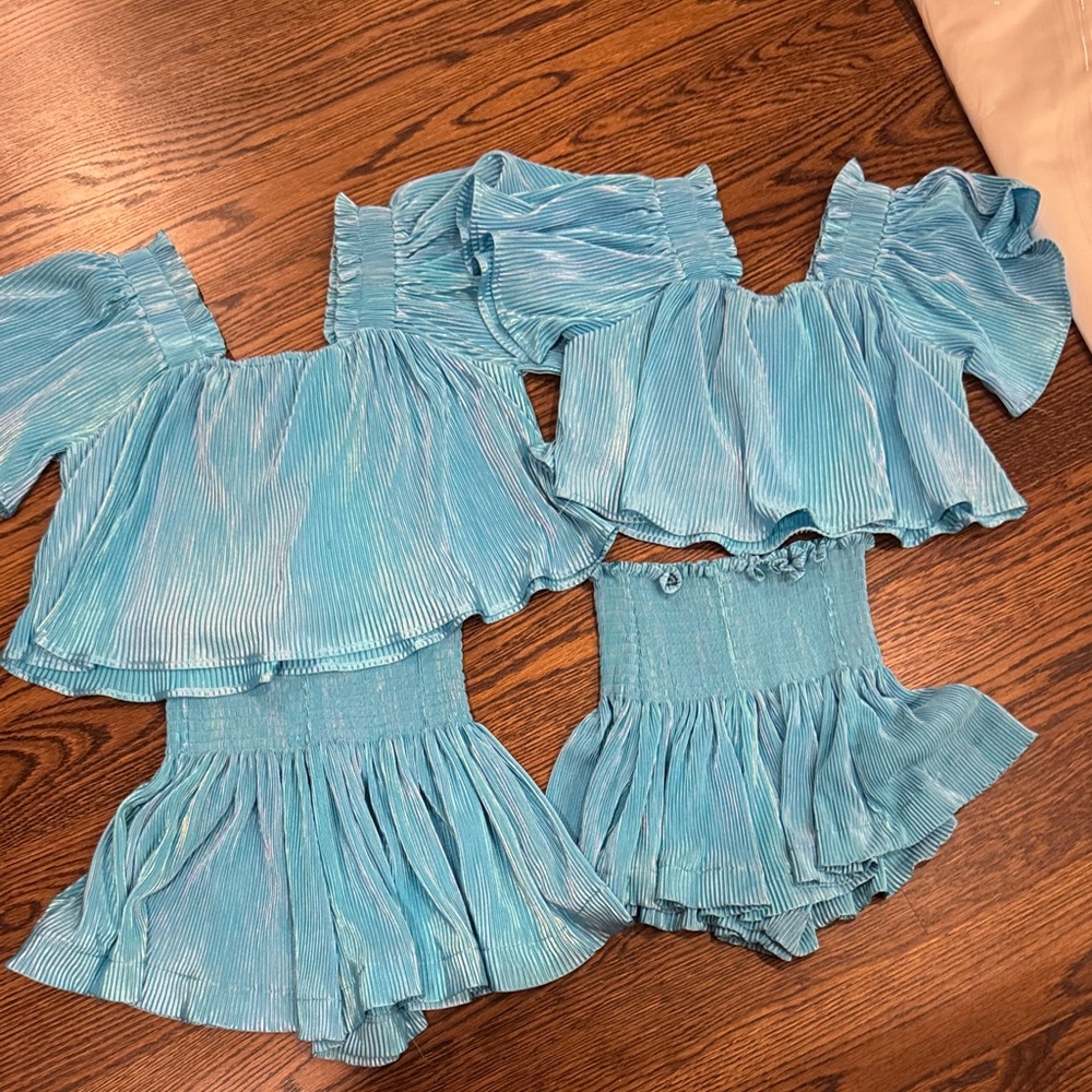 Turquoise ruffle skirt set